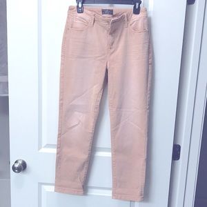 Pink denim capri